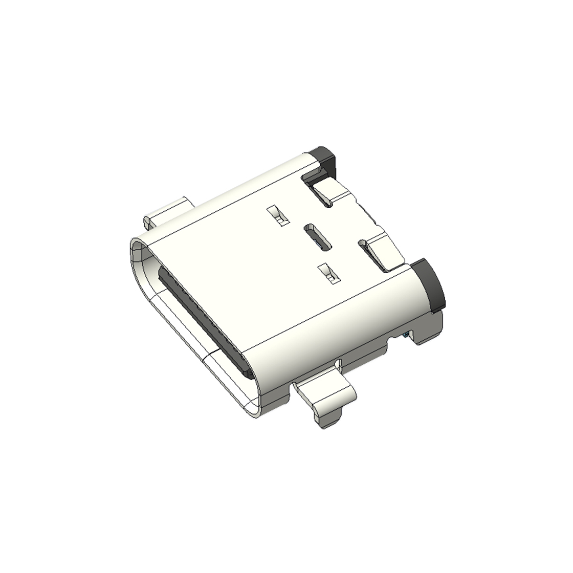 USB连接器TYPE C 24P/F SMT沉板式 四脚插板 两脚中心距11.7mm