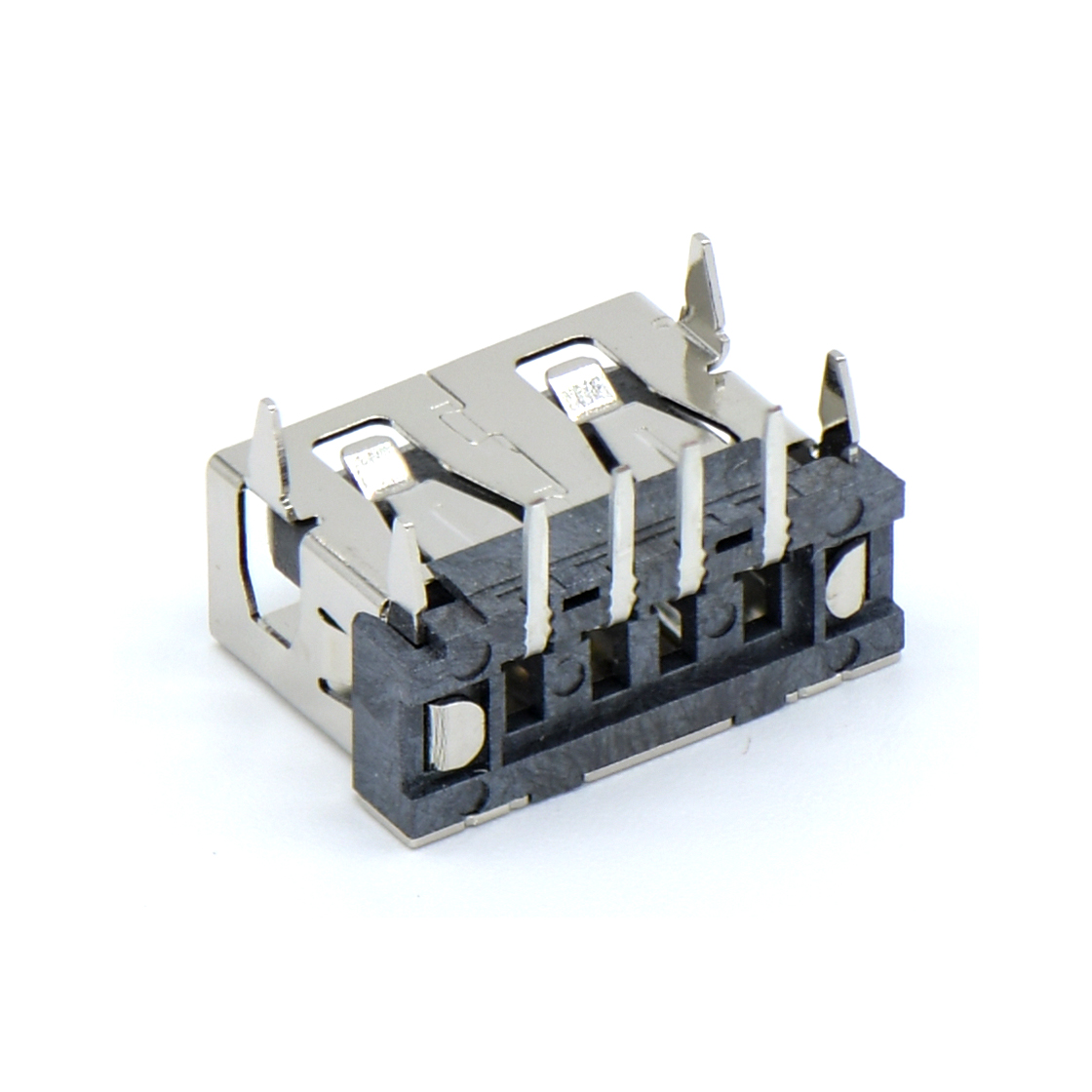 USB连接器USB2.0 AF 单层短体 90度插板 打直脚 无边