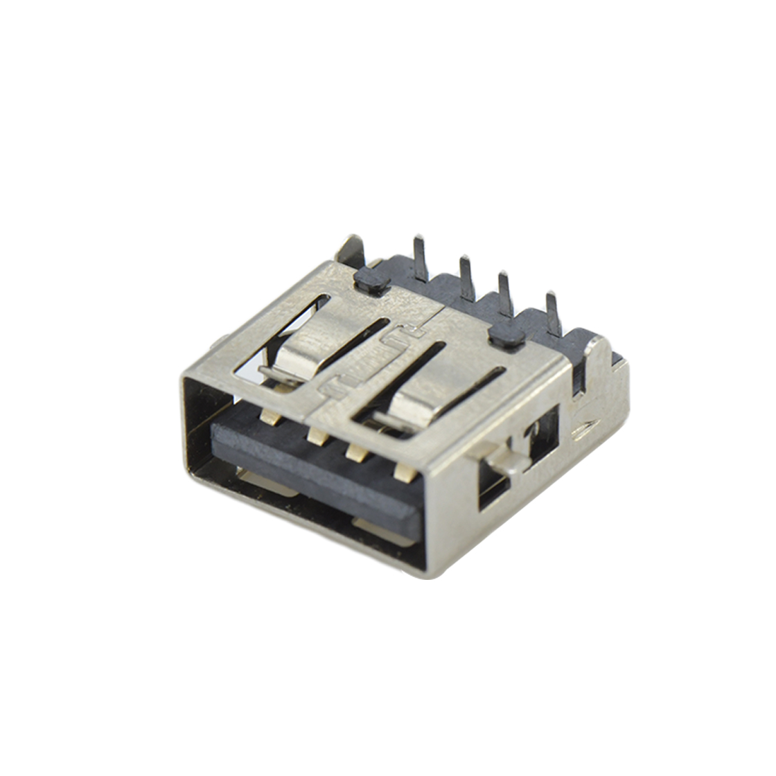 USB连接器USB2.0 AF DIP沉板式1.7mm 外壳前贴后插 无卷边