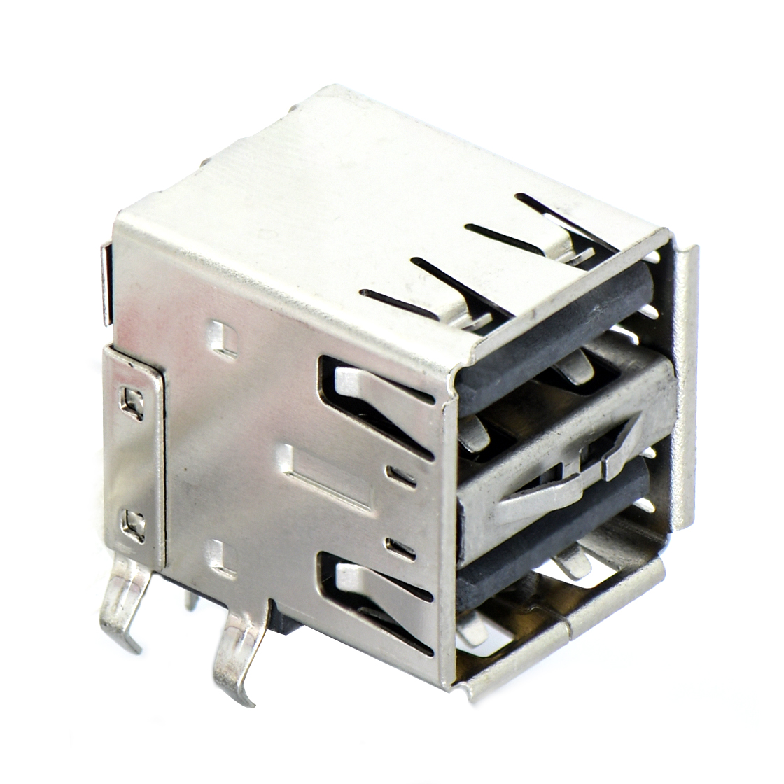 USB连接器USB2.0 AF 双层90度插板 带中夹片双弹