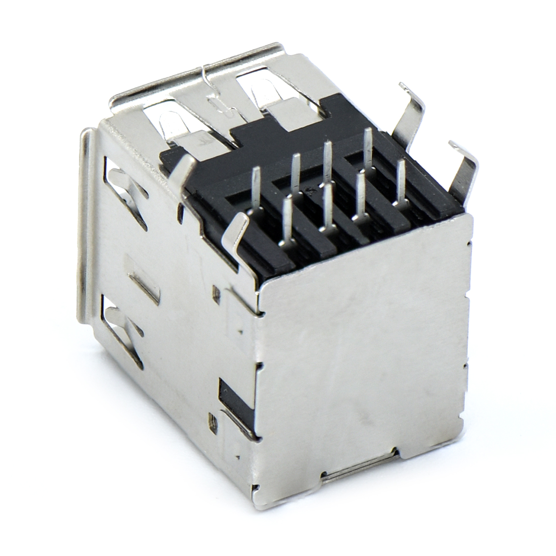 USB连接器USB2.0 AF 双层 DIP插板式 打K脚 无弹 有边