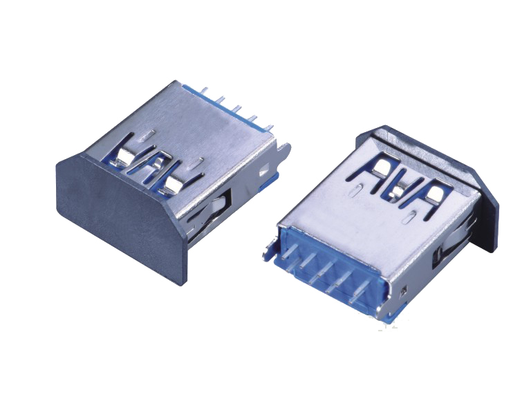 USB连接器USB3.0 AF 立插 打直脚 有边 带CAP盖 L=15.5mm