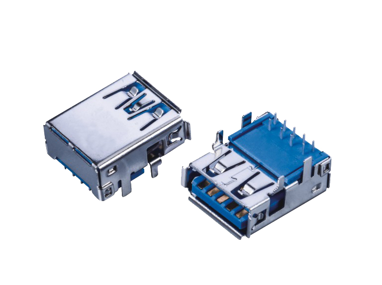 USB连接器USB3.0 AF DIP插板式 四脚插板 两脚中心距L=5.3mm