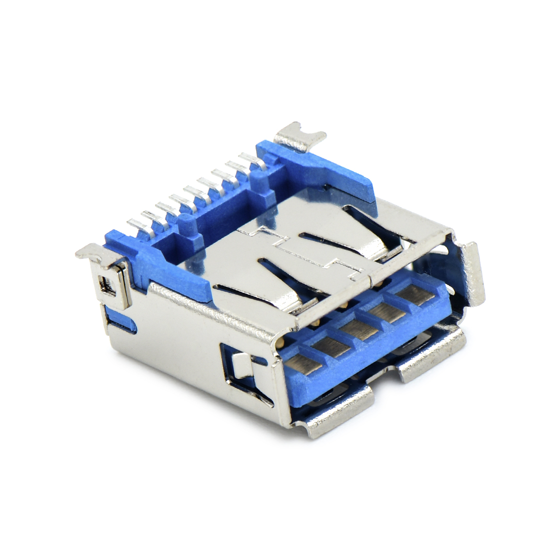 USB连接器USB3.0 AF 单层 SMT贴板式 两脚贴板 带定位柱 有边