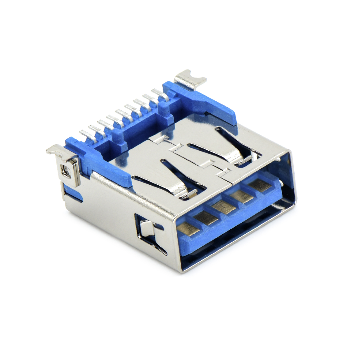 USB连接器USB3.0 AF 单层 SMT贴板式 两脚贴板 带定位柱 无边