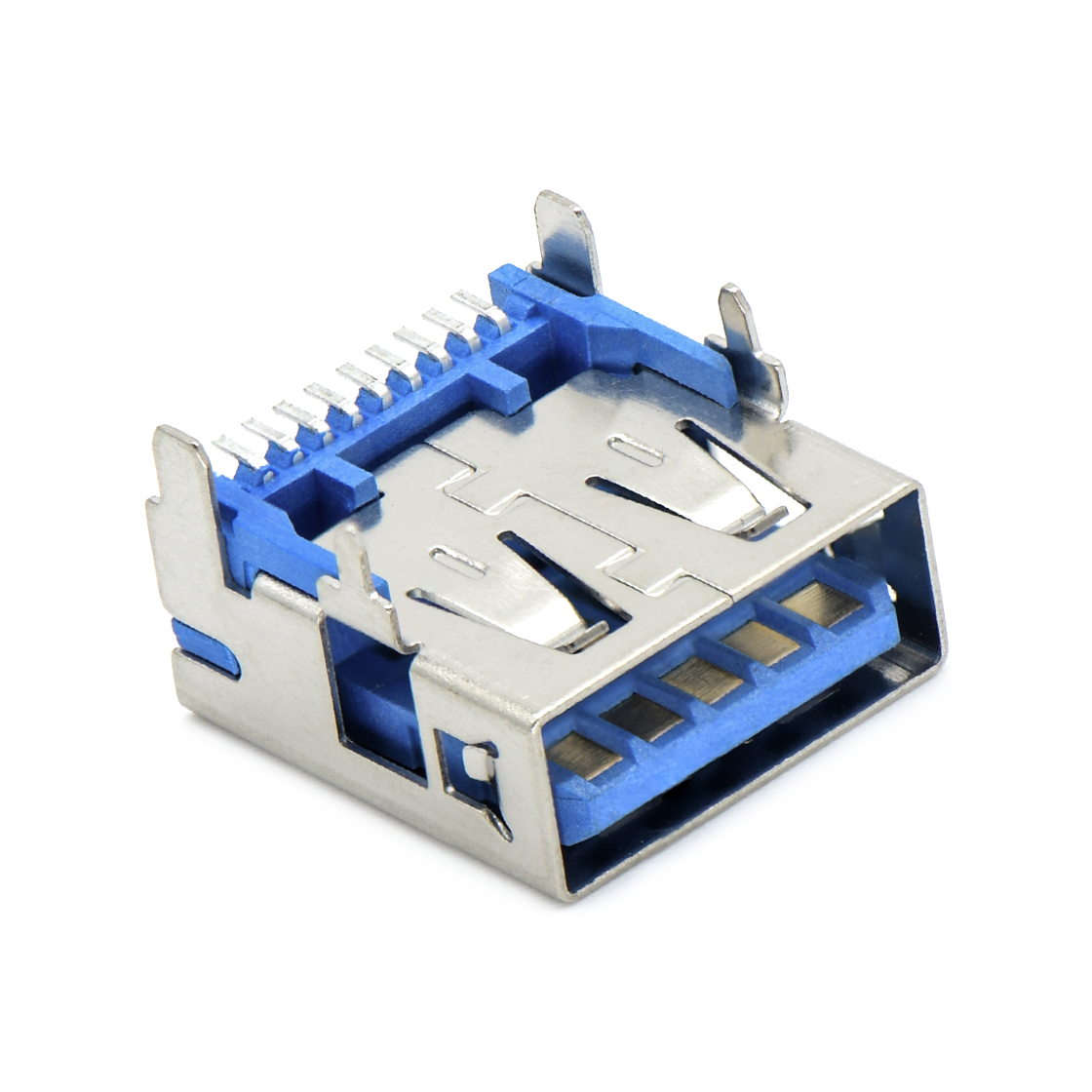 USB连接器USB3.0 AF 单层 SMT贴板式 四脚插板 脚高2.0mm L=14.25mm 无边