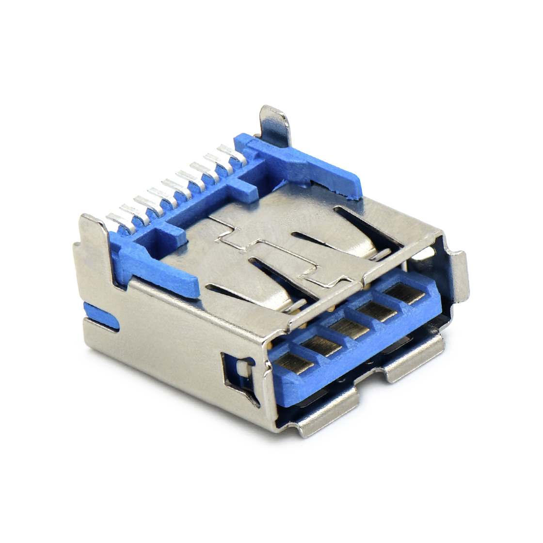 USB连接器USB3.0 AF 单层 SMT贴板式 两脚插板 脚高2.0mm 有边