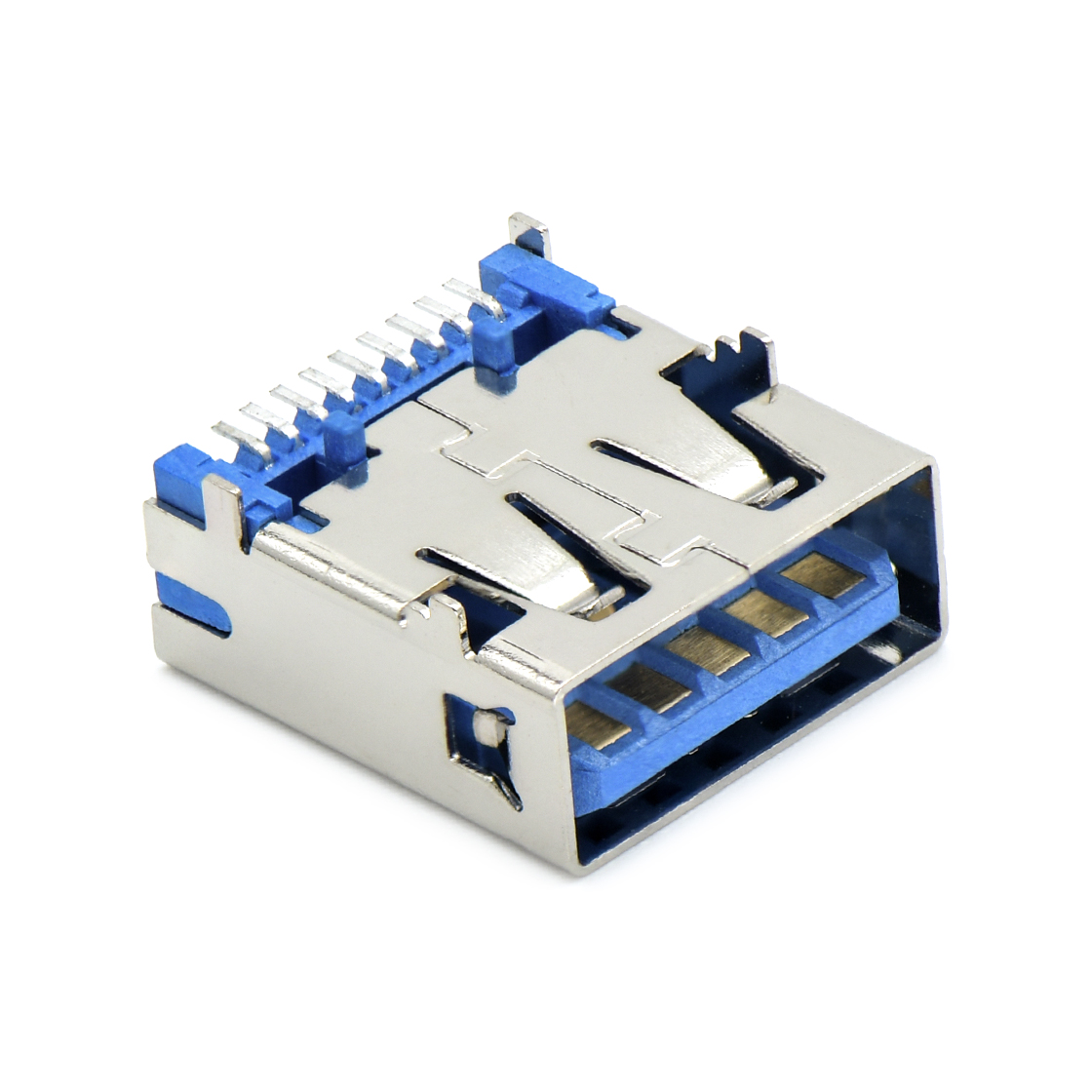 USB连接器USB3.0 AF 单层 SMT贴板式 四脚插板 插板脚错开 无边