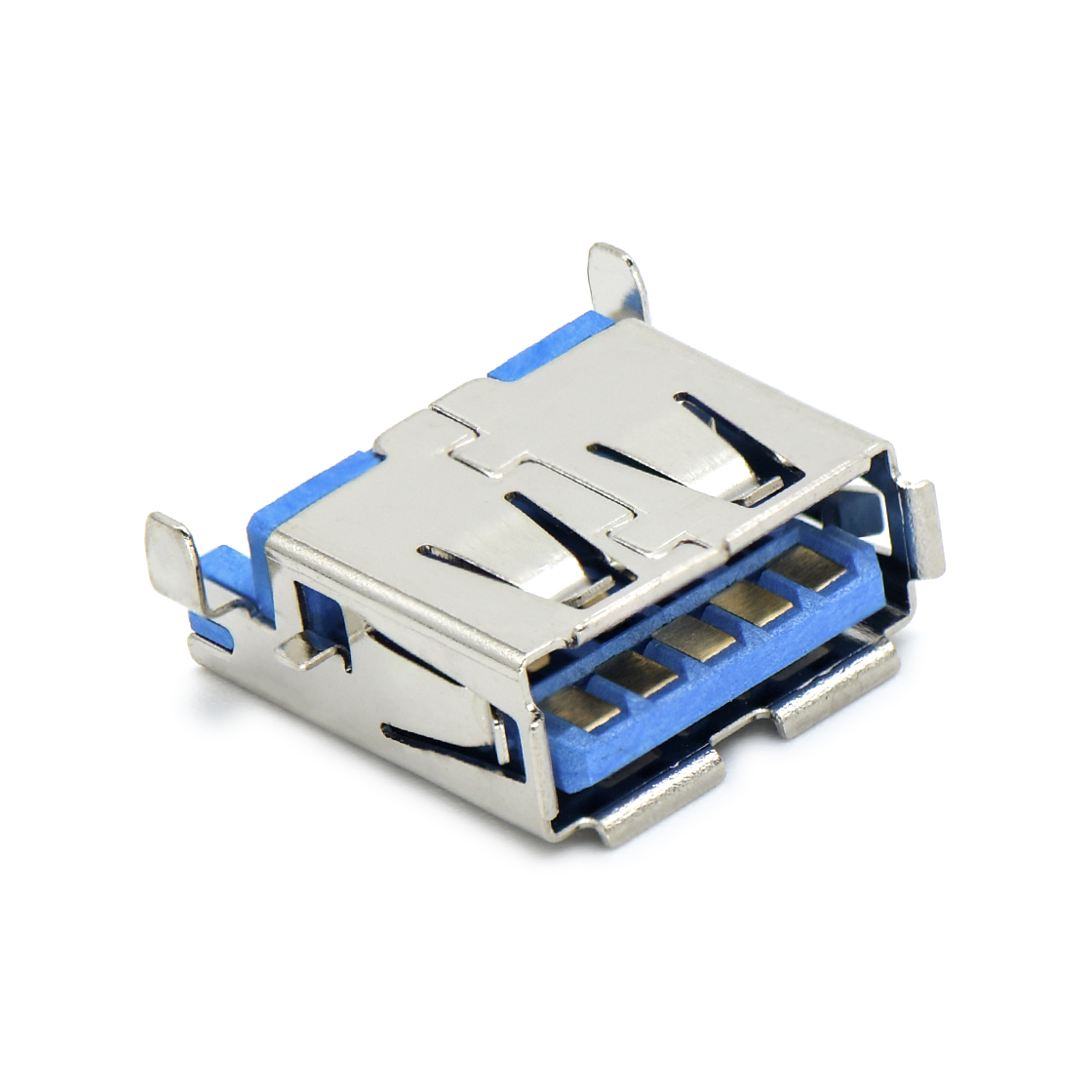 USB连接器USB3.0 AF 单层 SMT沉板式3.5mm 外壳脚前贴后插 有边