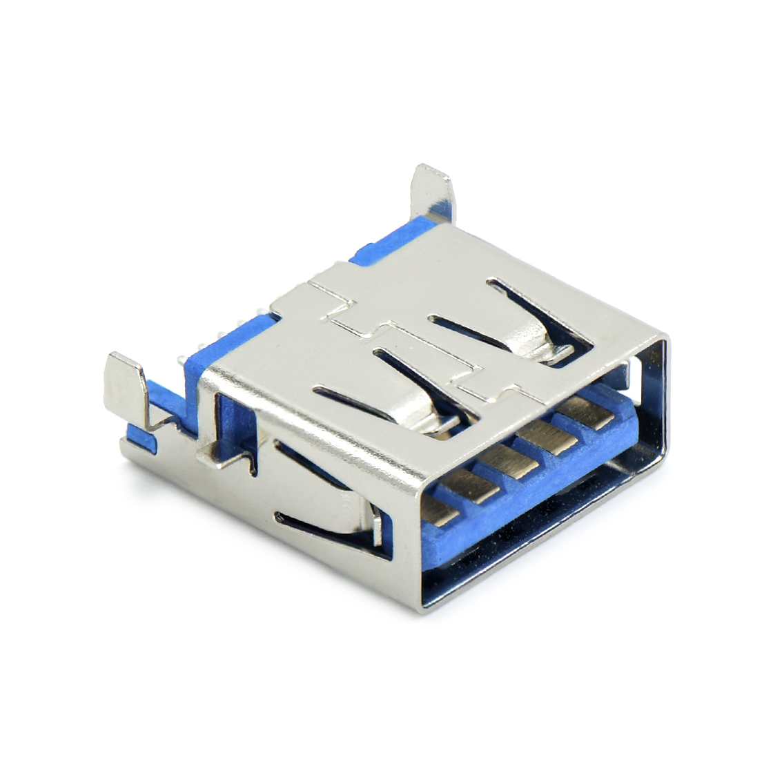 USB连接器USB3.0 AF 单层 SMT沉板式3.5mm 外壳脚前贴后插 无边