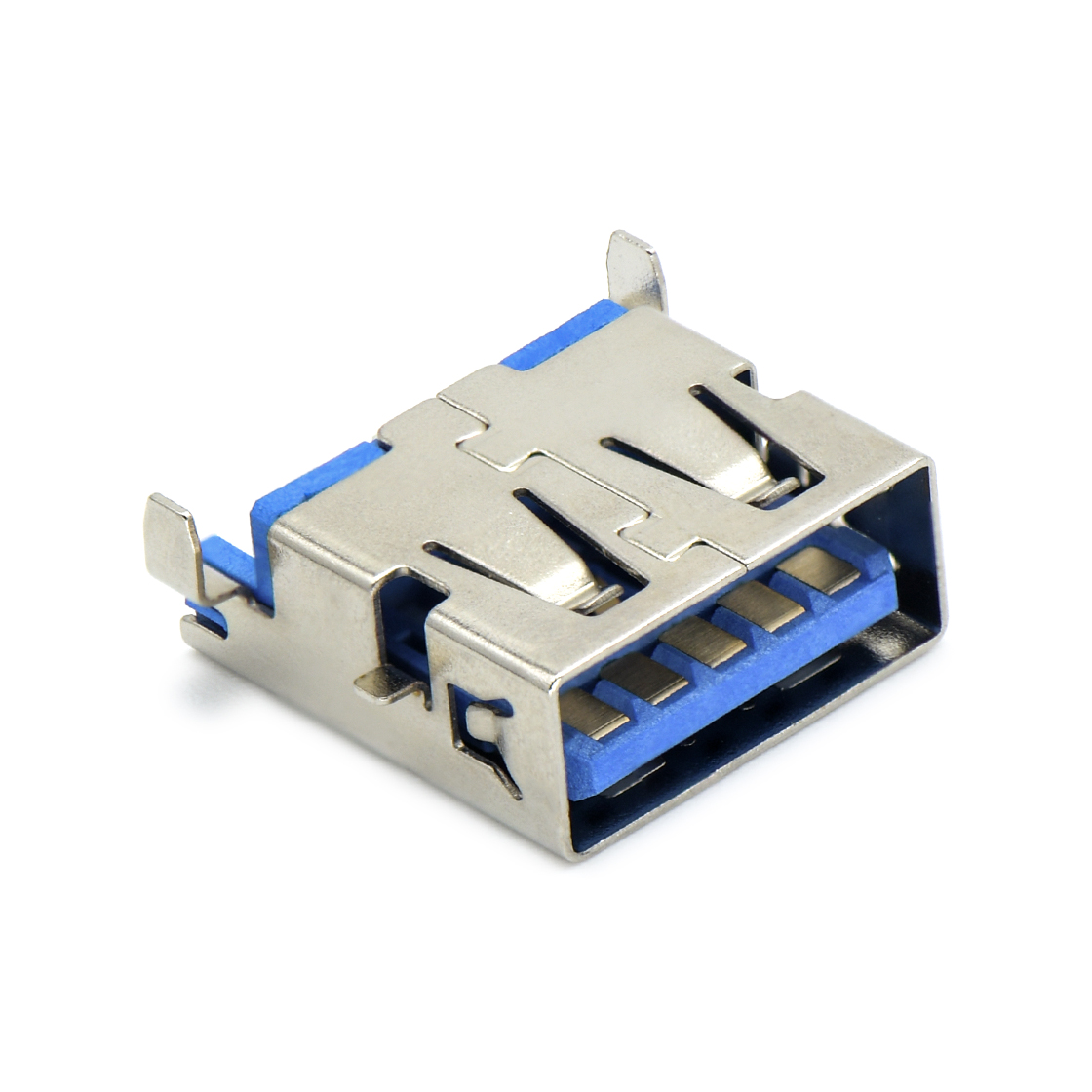 USB连接器USB3.0 AF 单层 SMT沉板式3.5mm 外壳脚前贴后插 贴板板前移 无边