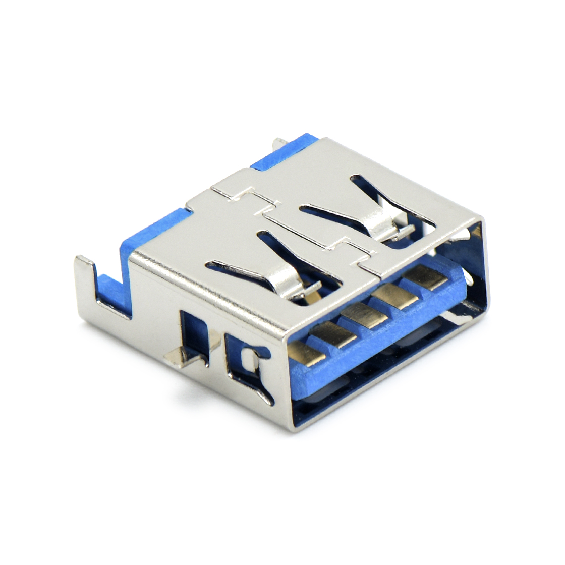 USB连接器USB3.0 AF 单层 SMT沉板式2.45mm 外壳脚前贴后插 无边