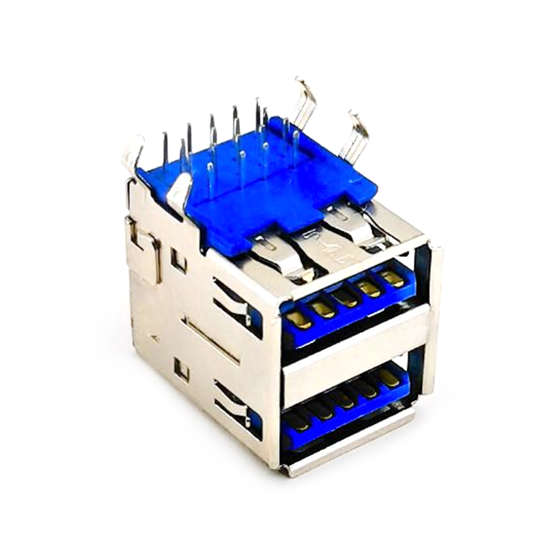 USB连接器USB3.0 AF双层 DIP 弯脚插板 有边