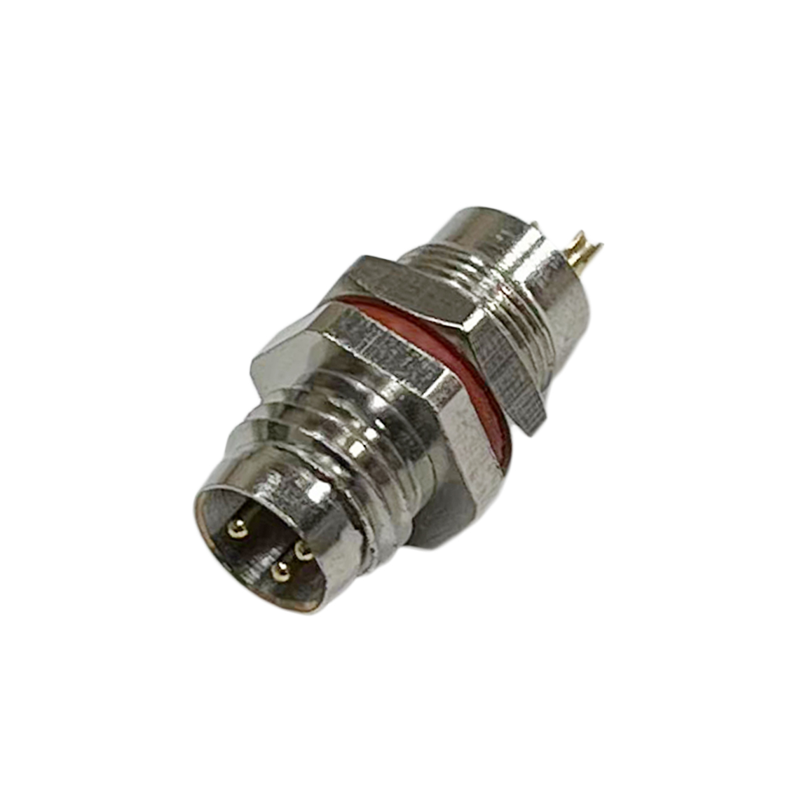 M8防水连接器板端公头 前锁面板式M8 SW10-16L全金属