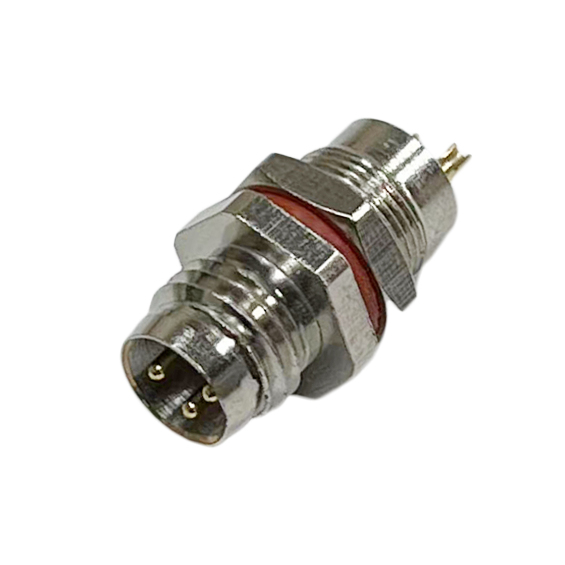 M8防水连接器板端公头 前锁面板式M8 SW10-17.6L全金属