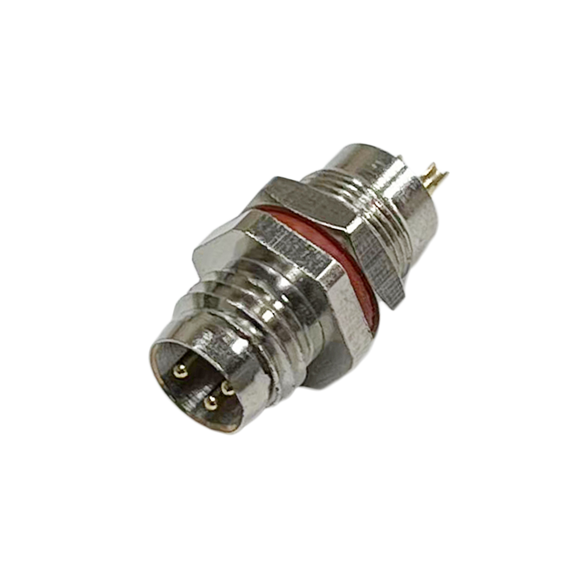 M8防水连接器线端公头 前锁面板式M8 SW10-17.6L全金属