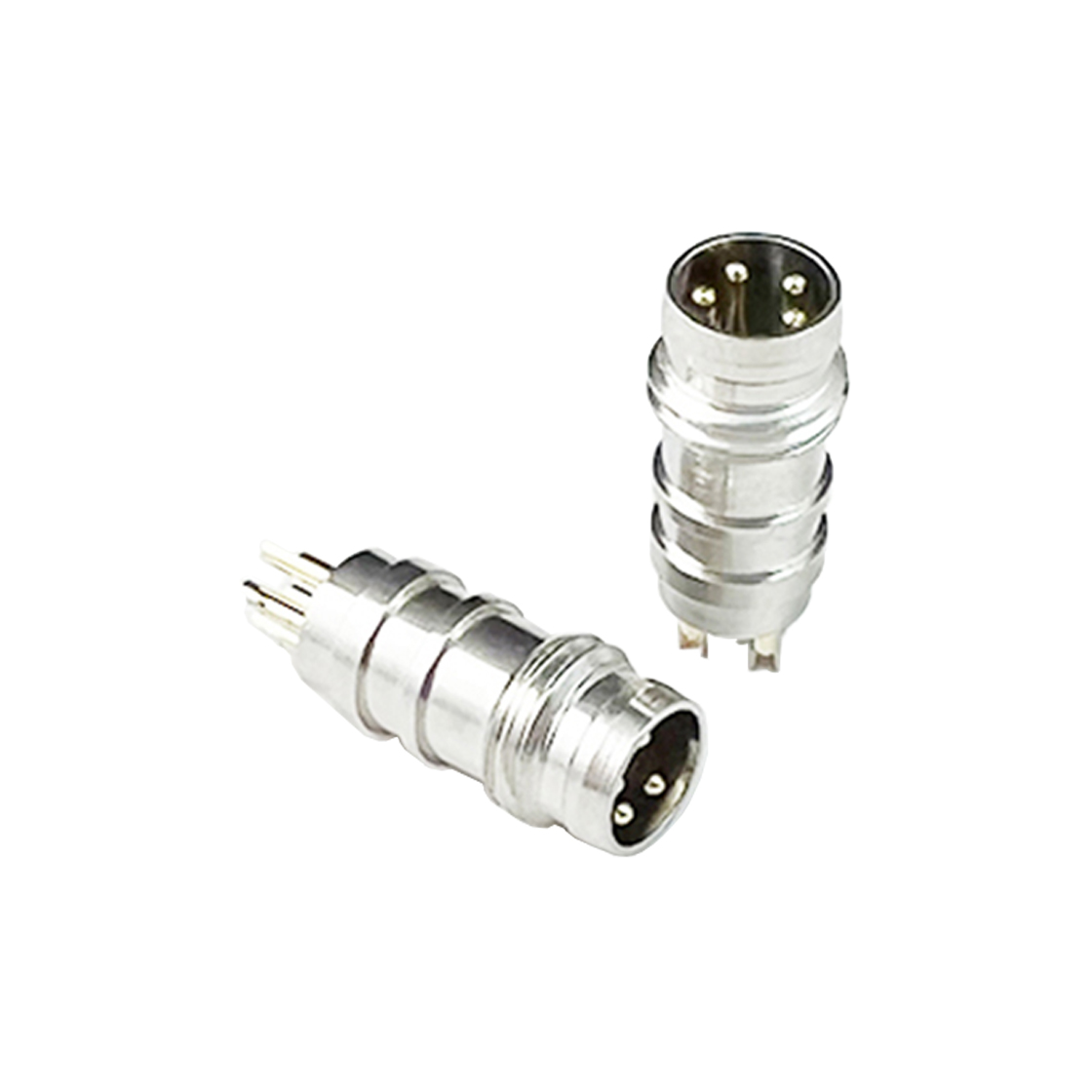 M8防水连接器A编码 4PIN 线端公头主体 一体式带牙五金外壳15.5L