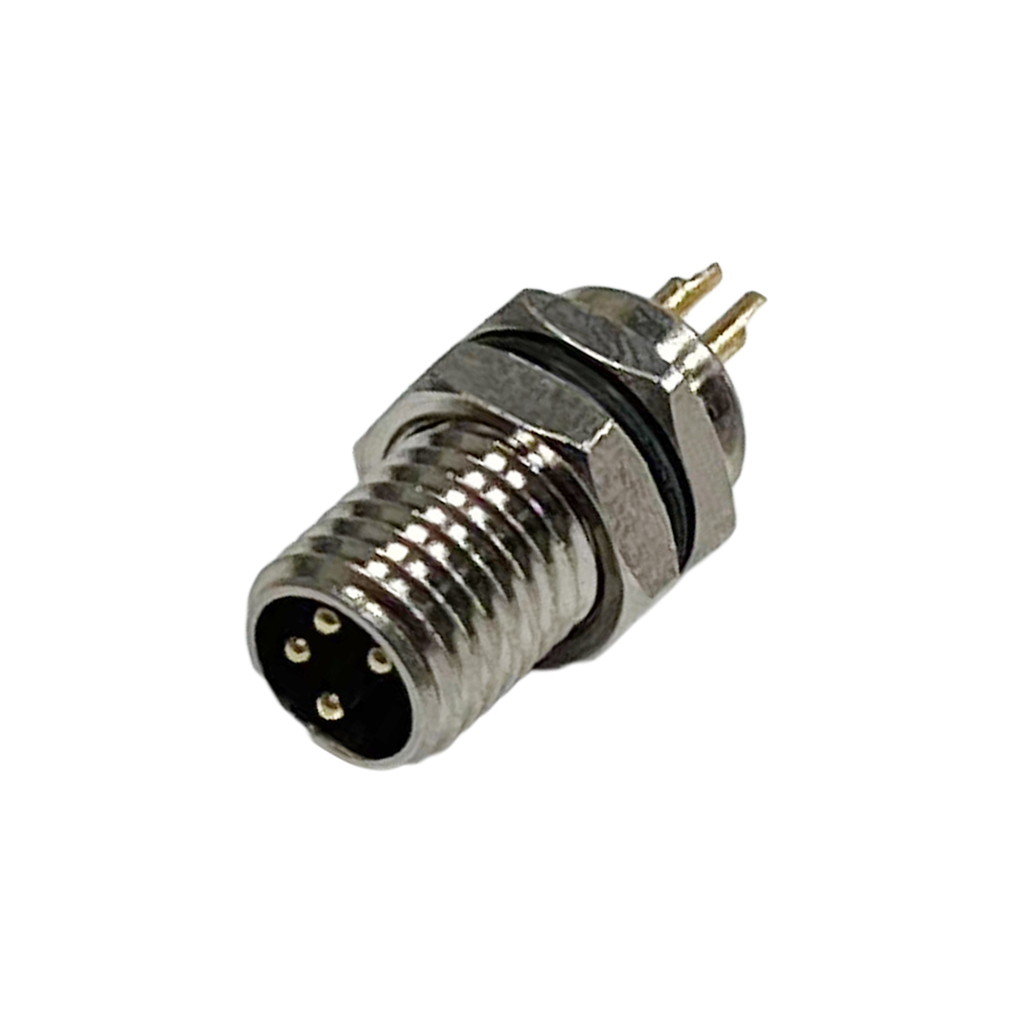 M8防水连接器A编码 4PIN 线端公头 前锁面板式M8 SW10T-13.7L后灌胶