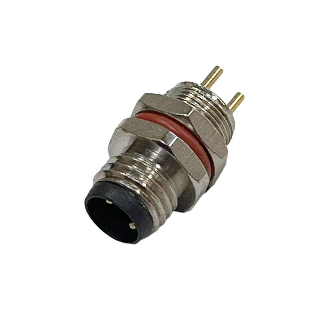 M8防水连接器A编码 4PIN 线端公头 后锁面板式M8 SW10T-13.7L后灌胶.