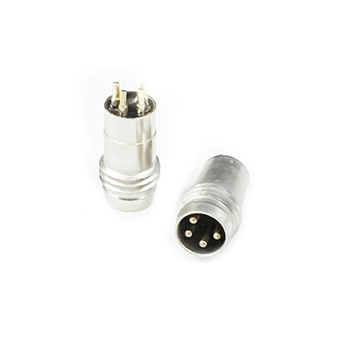 M8防水连接器A编码 4PIN 板端公头 一体式带牙五金外壳14L