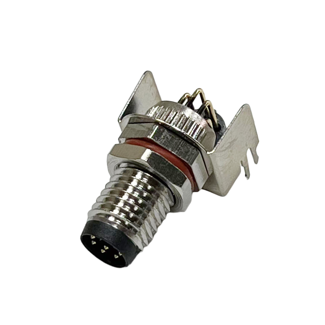 M8防水连接器A编码 4PIN 公头 板端弯头