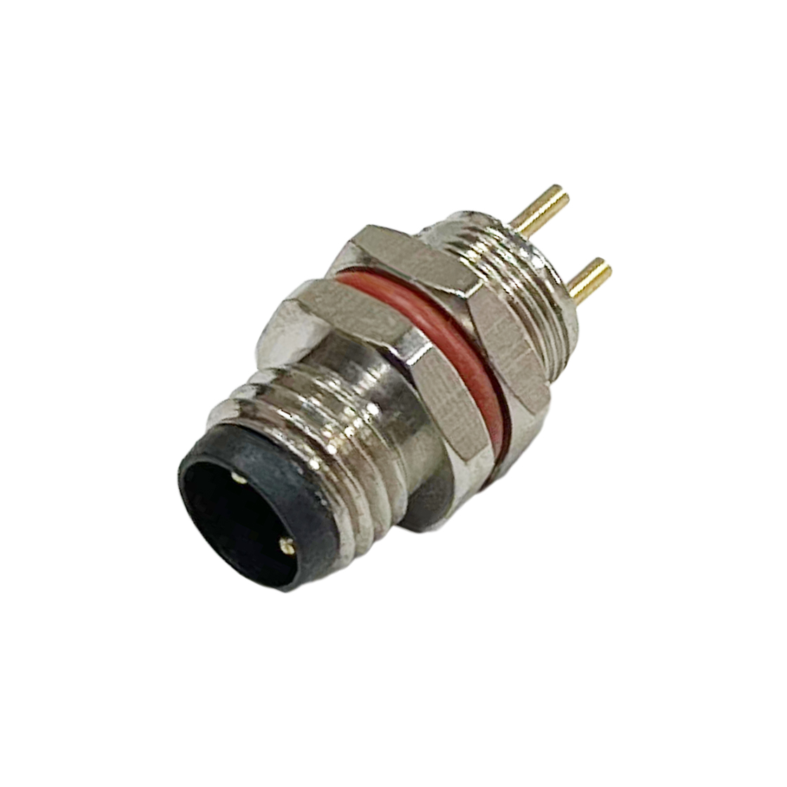 M8防水连接器A编码 4PIN 板端公头 后锁面板式M8 SW10T-13.7L后灌胶