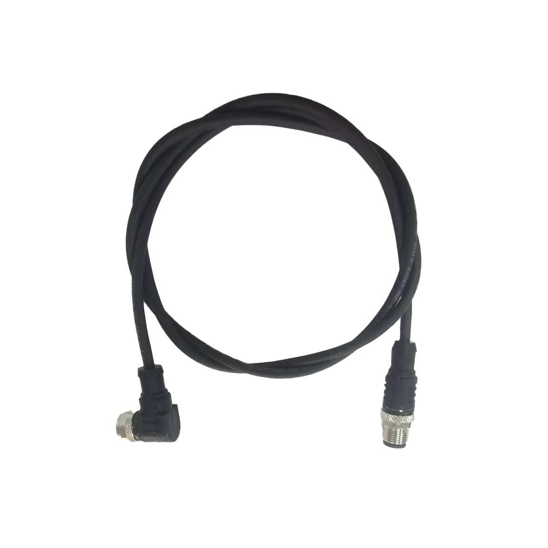 M12防水连接器A编码公直头+母弯头带线1.06米