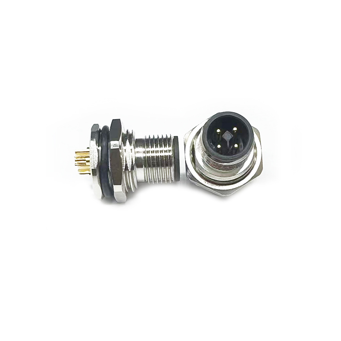 M12防水连接器板端公头 前锁面板式M16.PG9 SW17T-24.5L
