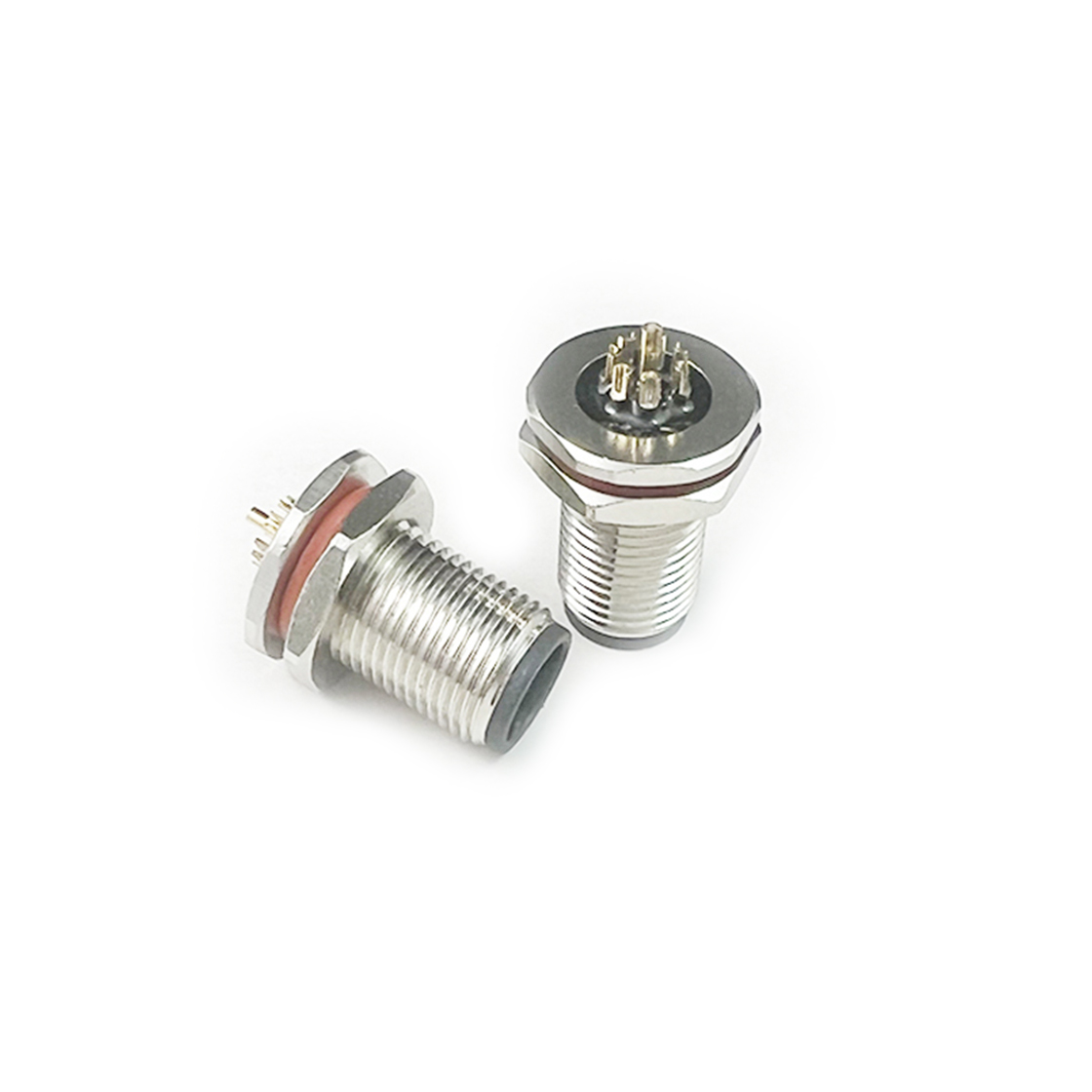M12防水连接器线端公头 前锁面板式M12 SW15T