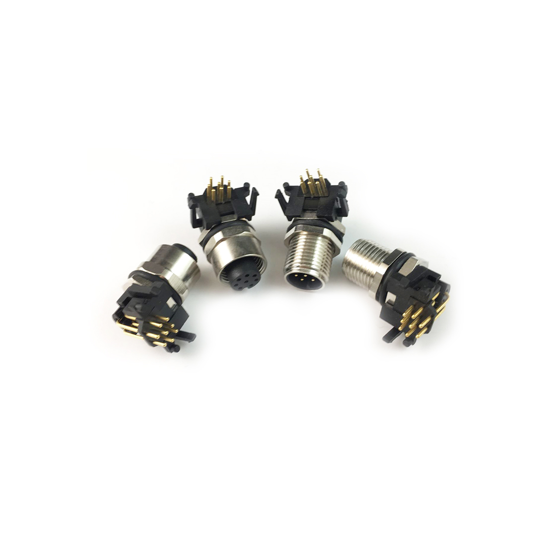 M12防水连接器A编码 8PIN 公头 板端弯头