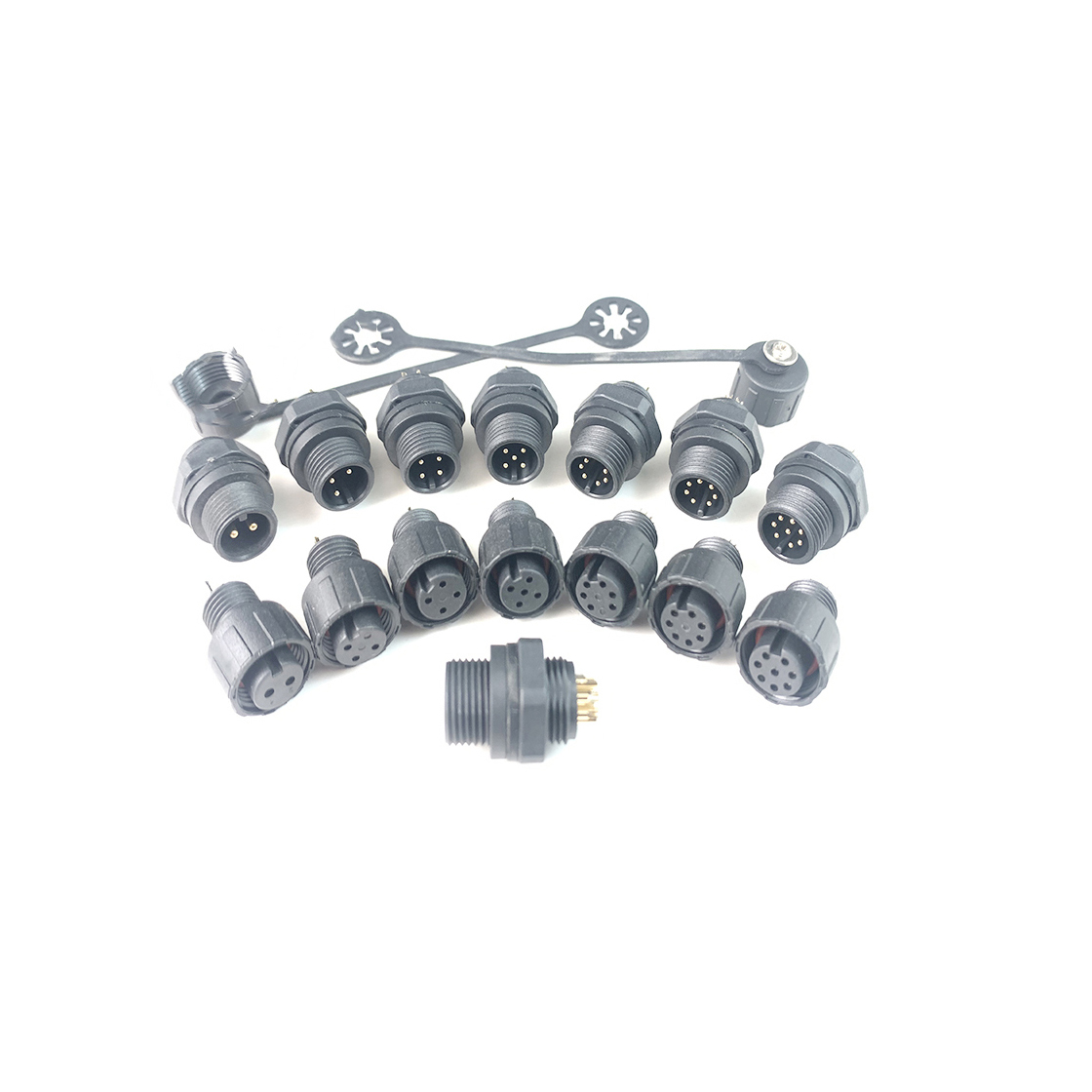 M12防水连接器Y编码 4PIN 板端公头 前锁面板式Y-CJ款