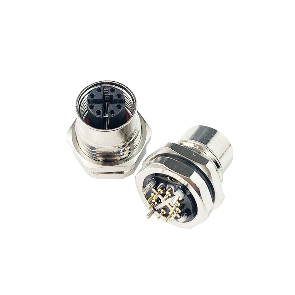 M12防水连接器X编码 板端母头X-CODE 前锁面板式PG9 SW17T