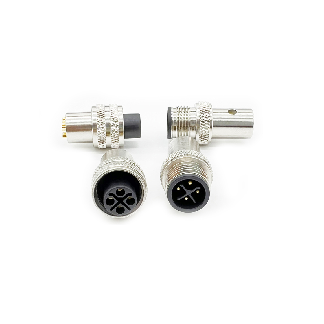 M12防水连接器线端公头 S-CODE+11.8L双网纹螺丝