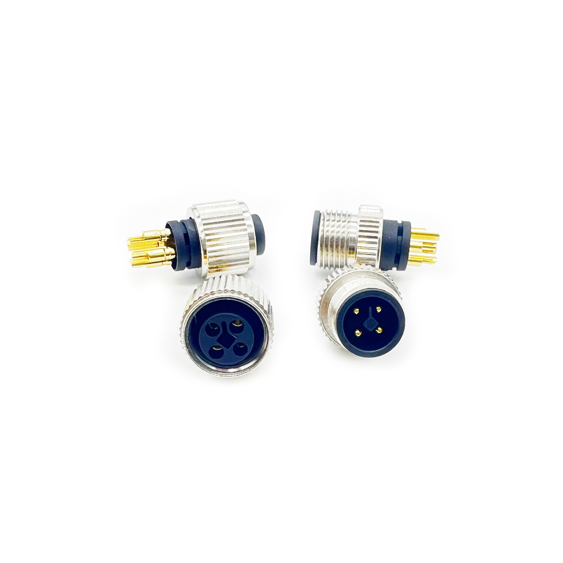 M12防水连接器线端公头 T-CODE+11.8L网纹螺丝