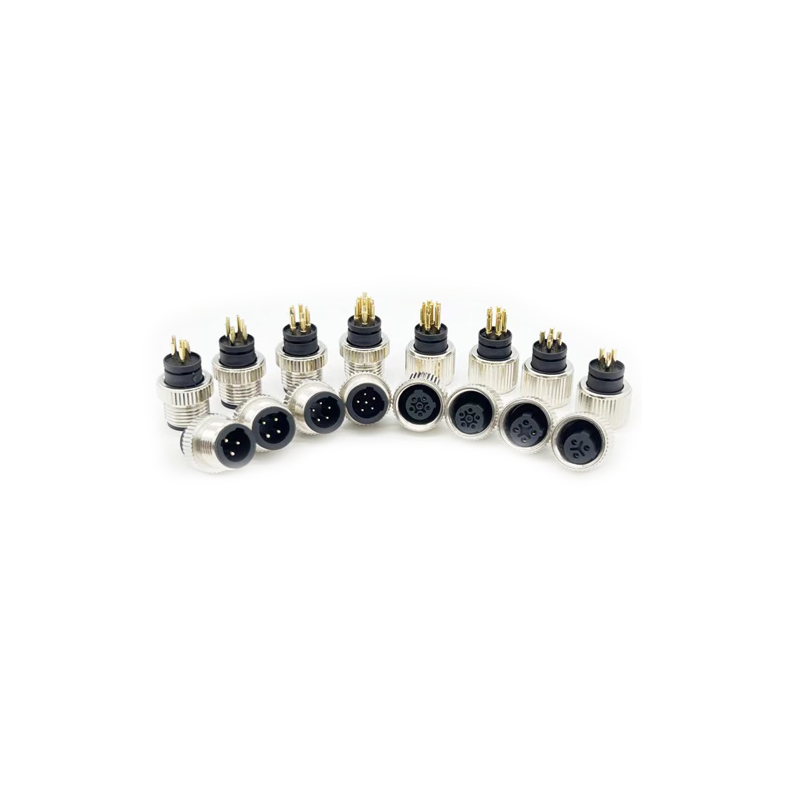 M12防水连接器线端母头 C-CODE+10.5L网纹螺母