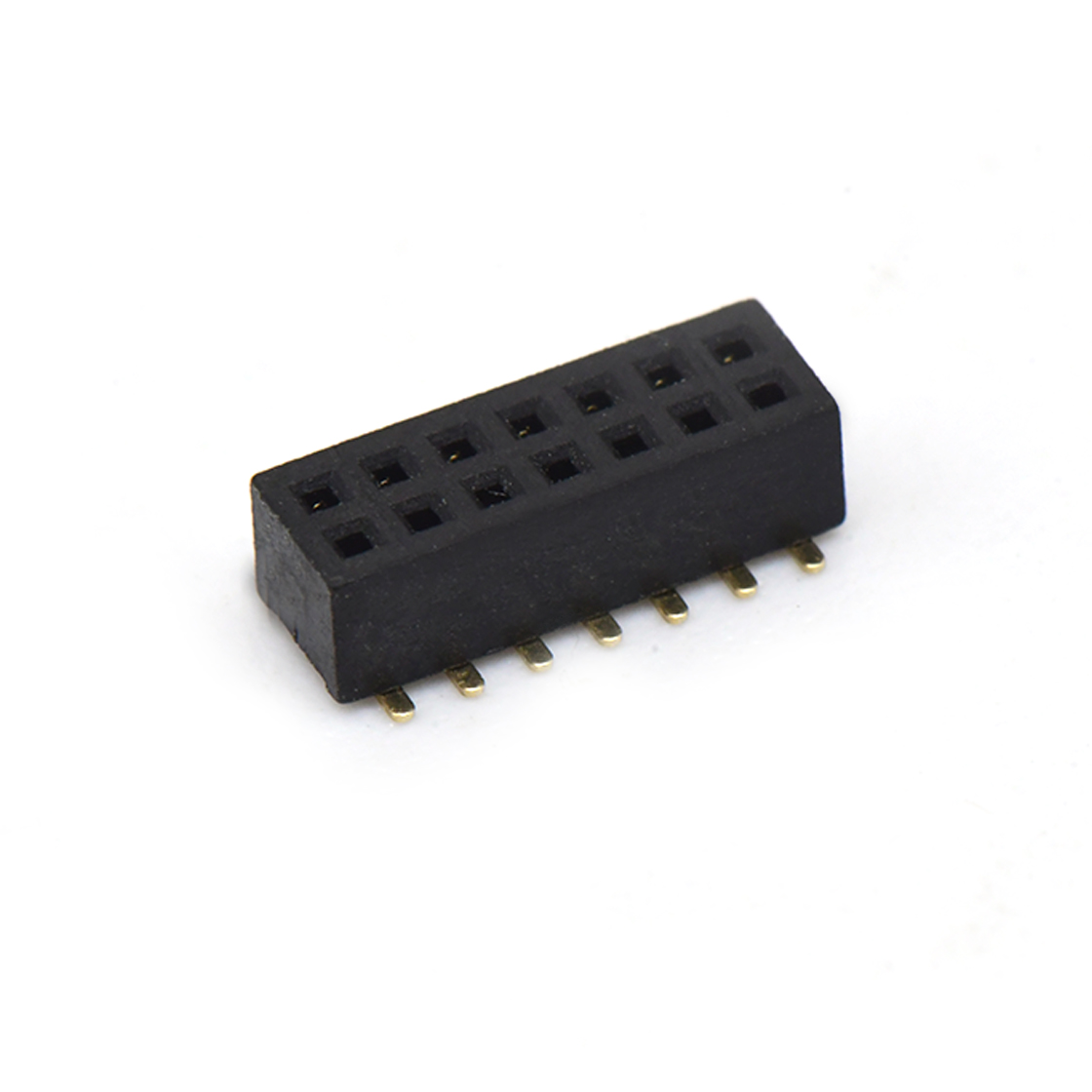 FH1007 排母连接器 Pitch 1.00mm 180° 双排 SMT+CAP 排母 塑高2.1mm PC3.9 2X07Pin 黑色 镀全金G/F