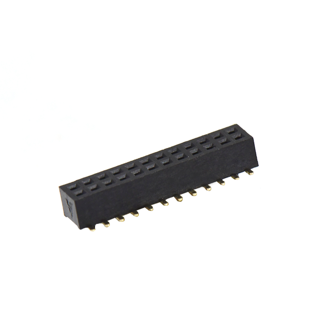 FH1007 排母连接器 Pitch 1.00mm 180° 双排 SMT+CAP 排母 带柱 塑高2.1mm PC3.9 2X12Pin 黑色 镀全金G/F