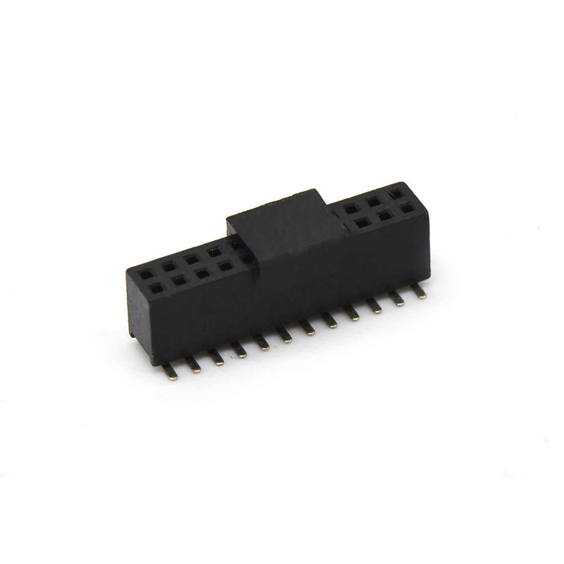 FH1276 排母连接器 Pitch 1.27mm 180° 双排 SMT+CAP 排母H4.3 W3.0 PC4.8 2X12Pin 黑色 PA9T，94V-0 镀全金G/F