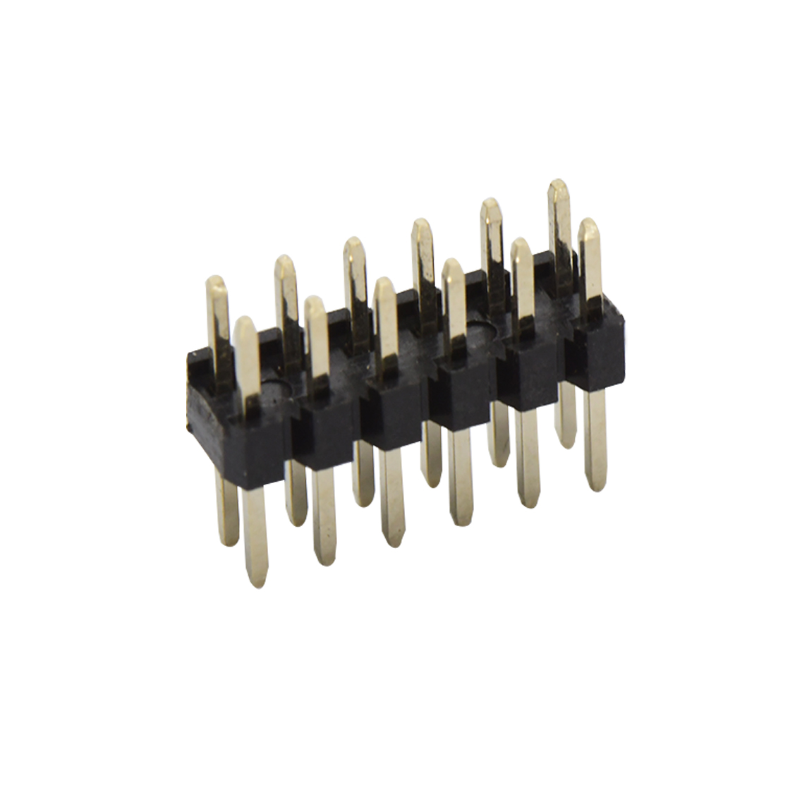 PH2005 排针连接器 Pitch 2.00mm 180°双排 单塑 排针 L=8.8MM 2X06Pin 黑色 镀全金G/F HF