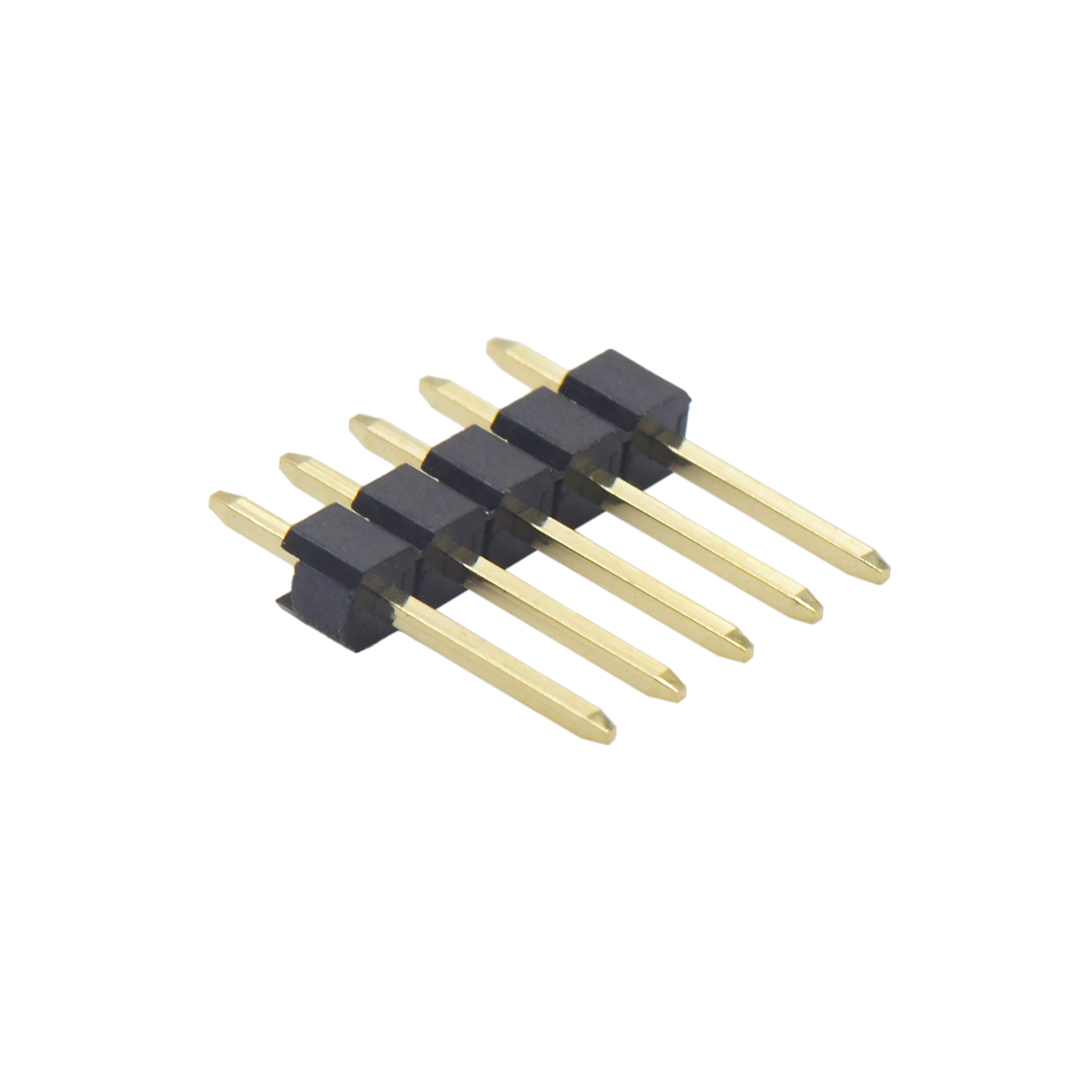PH2541 排针连接器 Pitch 2.54mm 180° 单排 DIP 单塑排针 PA:7.5 PC:3.0 L=13.0 05Pin 黑色 PA9T，94V-0 镀全金G/F