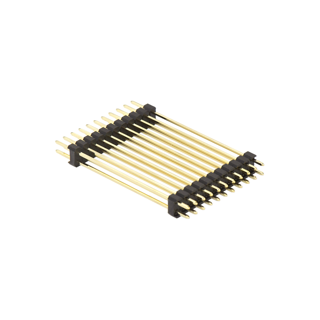 PH2541 排针连接器 Pitch 2.54mm 180° 双排 双塑排针 L=42.7MM（5.0/34.7/3.0） 2X11Pin 黑色 PA9T，94V-0 镀全金G/F