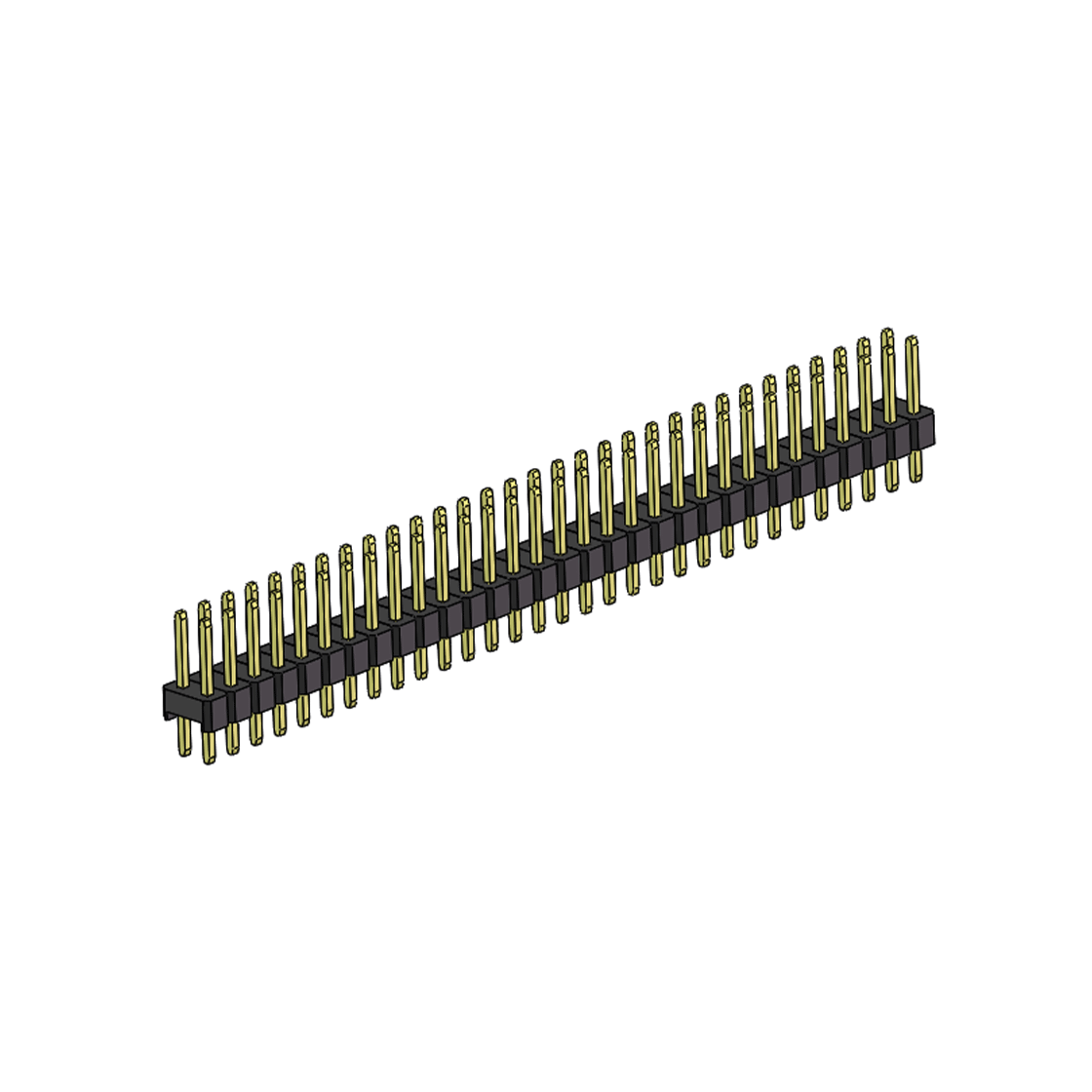 PH2541 排针连接器 Pitch 2.54mm 180° 双排 DIP 单塑排针 L=11.3MM 2X31Pin 黑色 镀全金G/F