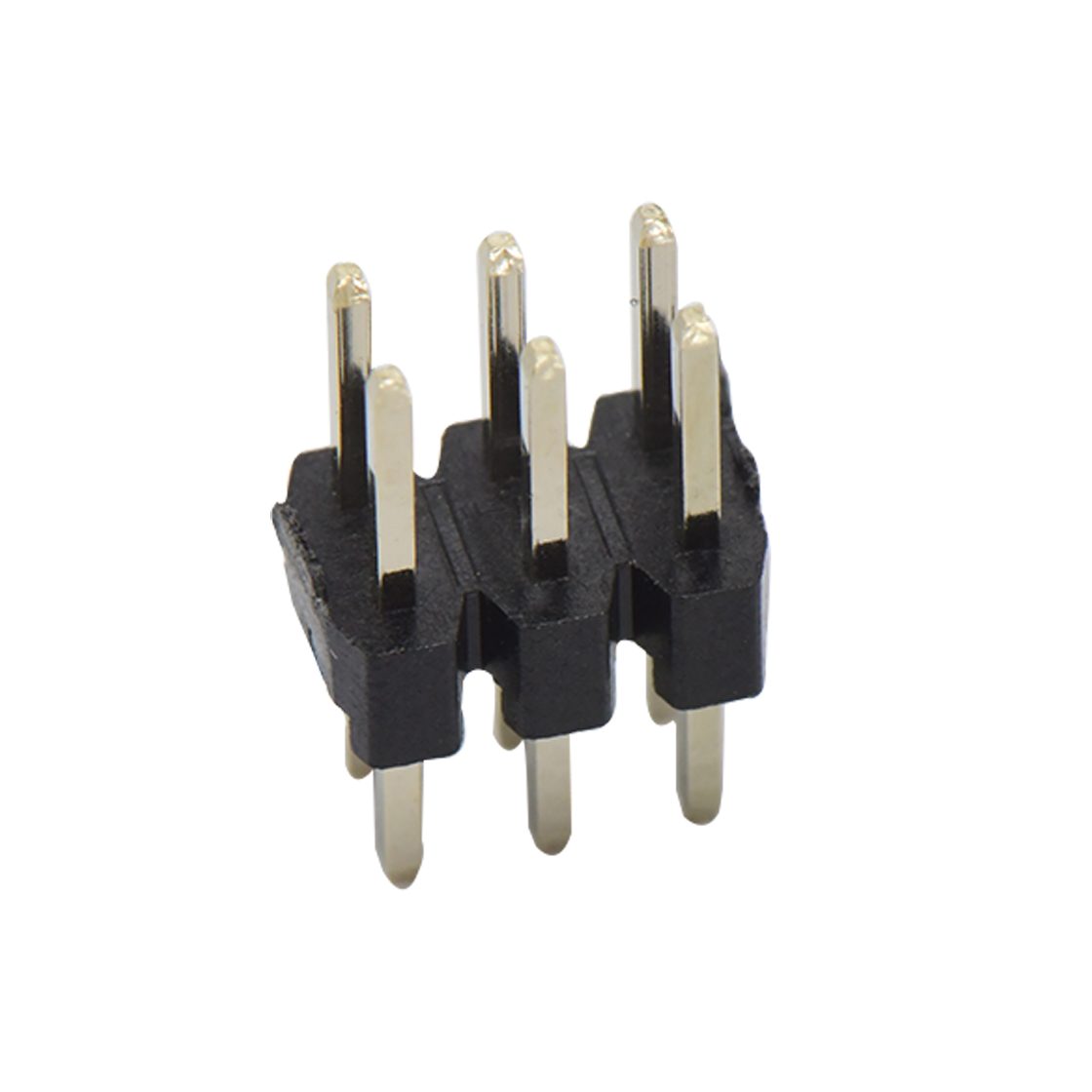PH2005 排针连接器 Pitch 2.00mm 180° 双排 DIP H2.0 W4.0 单塑排针 PA3.9 PC2.8 L=8.7 2X03Pin 黑色 PA6T，94V-0 镀全金G/F