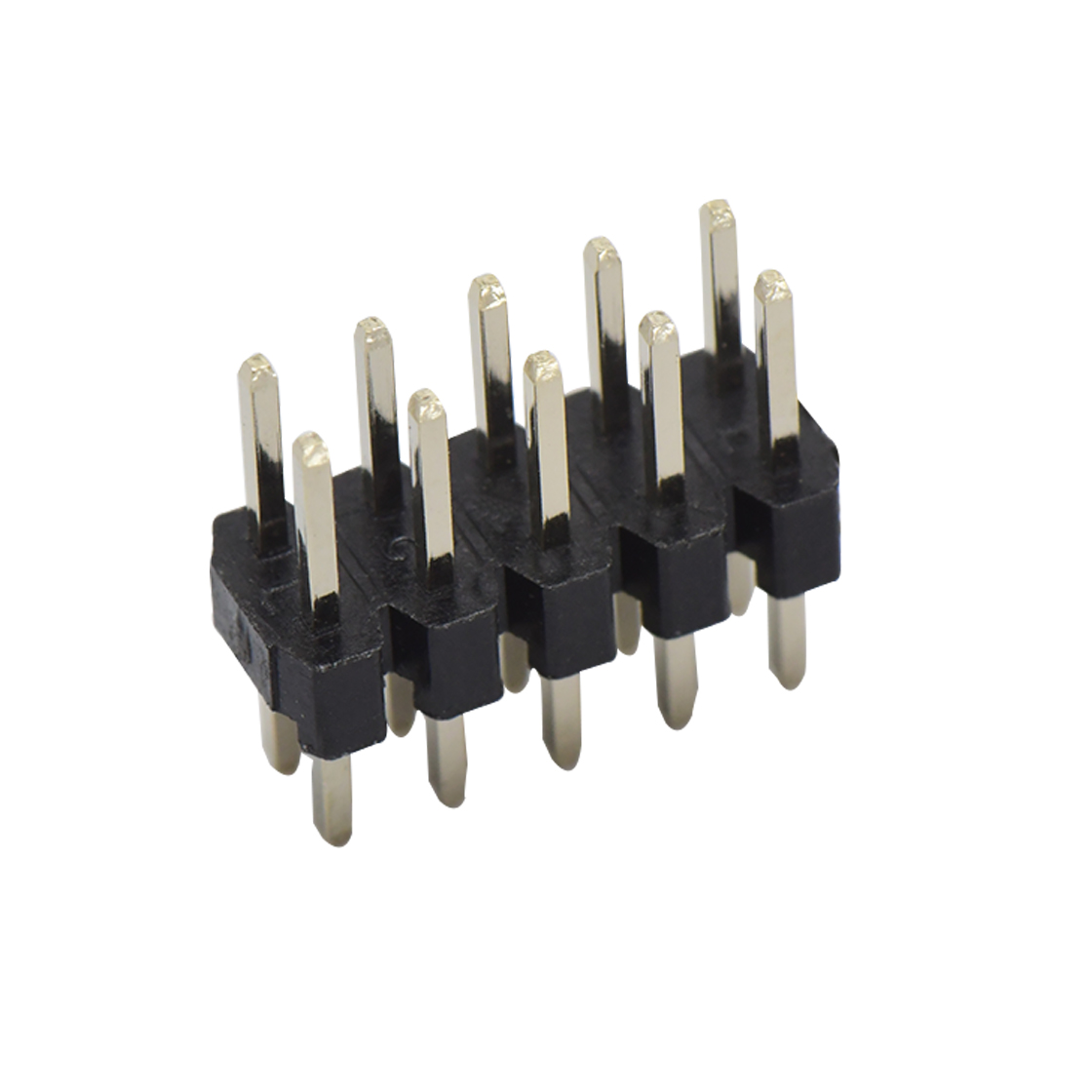 PH2005 排针连接器 Pitch 2.00mm 180° 双排 DIP H2.0 W4.0 单塑排针 PA3.9 PC2.8 L=8.7 2X05Pin 黑色 PA6T，94V-0 镀全金G/F