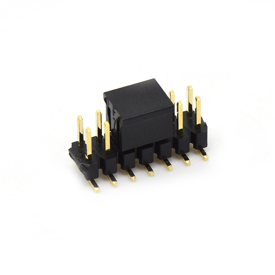 PH2005 排针连接器 Pitch 2.00mm 180° 双排 SMT 单塑排针 SMT+CAP PC6.5 2X07Pin 黑色 镀全金G/F