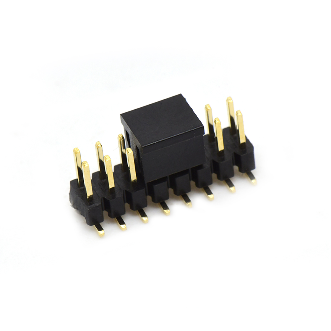 PH2005 排针连接器 Pitch 2.00mm 180° 双排 SMT 单塑排针 SMT+CAP PC6.5 2X08Pin 黑色 镀全金G/F
