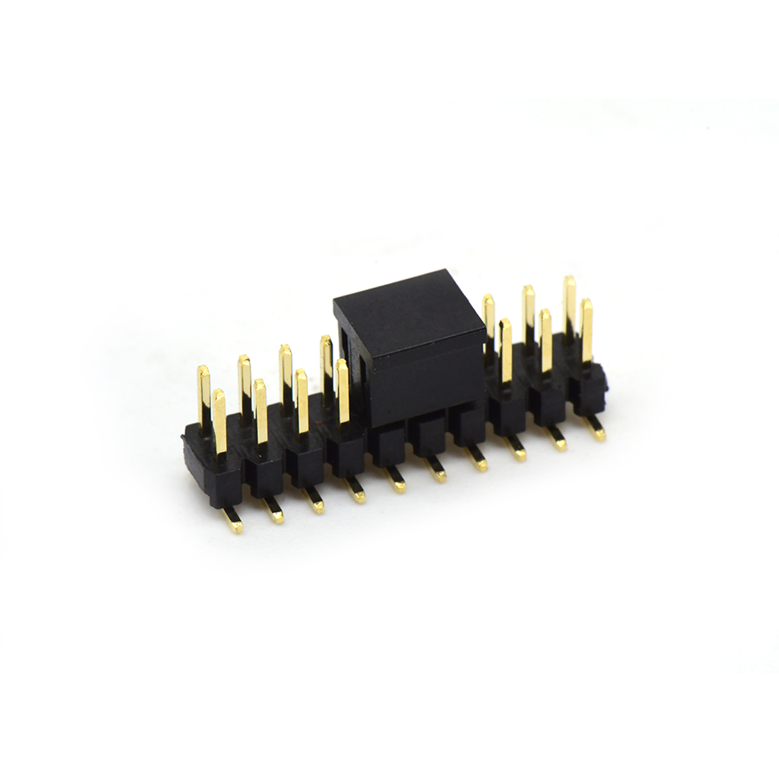 PH2005 排针连接器 Pitch 2.00mm 180° 双排 SMT 单塑排针 SMT+CAP PC6.5 2X10Pin 黑色 镀全金G/F