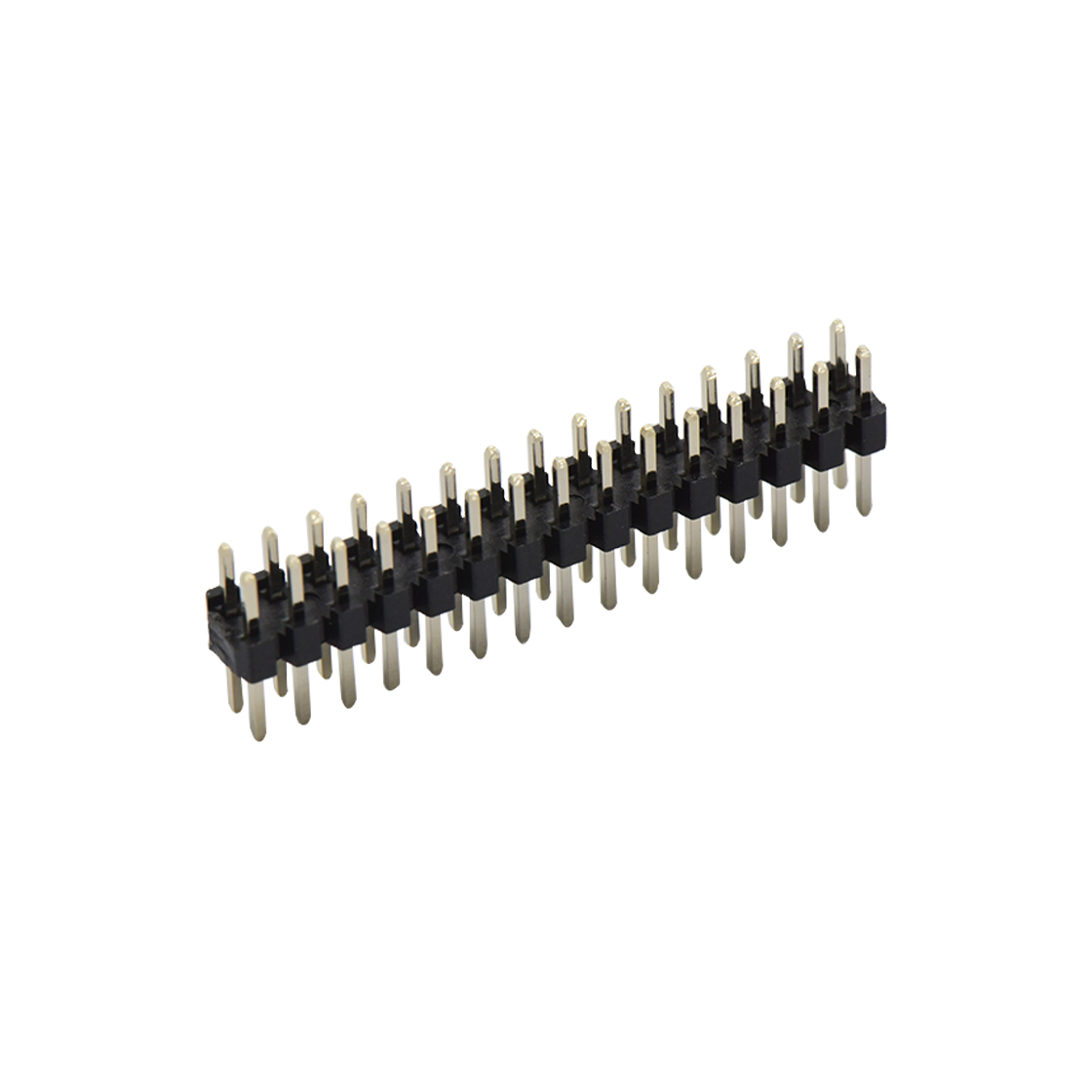 PH2005 排针连接器 Pitch 2.00mm 180° 双排 DIP H2.0 W4.0 单塑排针 PA3.9 PC2.8 L=8.7 2X15Pin 黑色 PA6T，94V-0 镀全金G/F