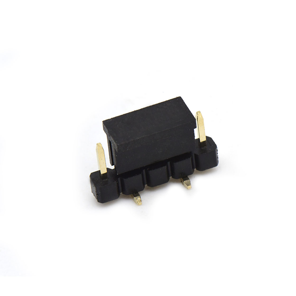 PH2541 排针连接器 Pitch 2.54mm 180°单排 H2.0W2.5 SMT+CAP 排针 PC: 4.8MM 05Pin 黑色 镀全金G/F