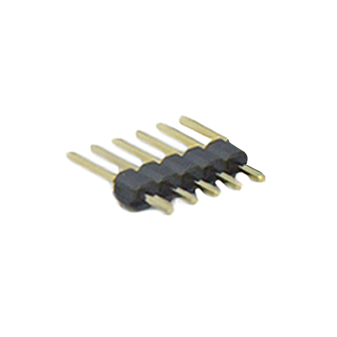 PH2541 排针连接器 Pitch 2.54mm 180° 单排 DIP 单塑 排针 L=11.5MM 1X06Pin 黑色 PA6T，94V-0 镀全金G/F